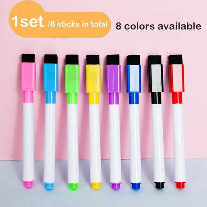 Magnetic Erasable Whiteboard Pen — Colored Blackboard Marker for Classroom, Office, Note-Taking & Teaching Supplies