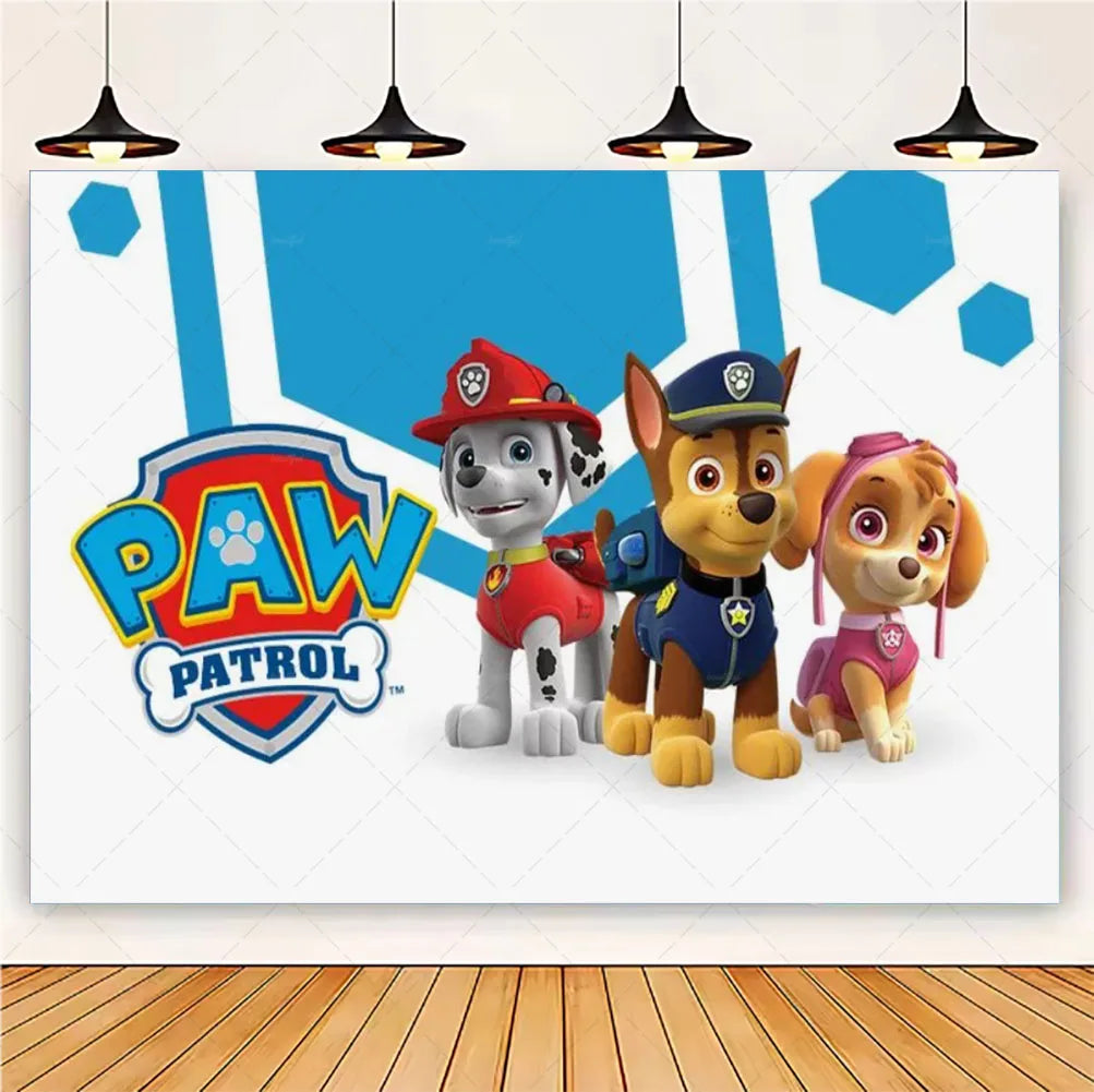 PAW Patrol Cartoon Puppy Birthday Party Backdrop – Animation Theme Decoration Background for Kids Party & Baby Shower Supplies Gift