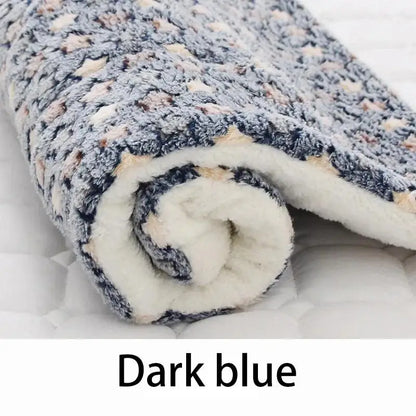 Warm Fleece Pet Sleeping Mat - Soft Thickened Bear Pattern Dog & Cat Bed Blanket Washable Pad
