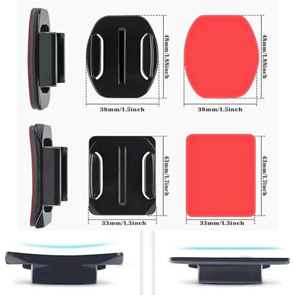 Helmet Adhesive Mount Kit for GoPro, Insta360, DJI – Flat & Curved Mounts with Adjustable Pivot Arm