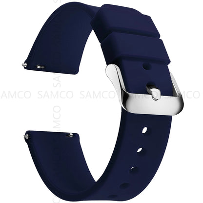 Silicone Quick Release Watch Bands 14–24mm for Samsung Galaxy, Garmin & Huawei - Soft Rubber Replacement Watch Straps