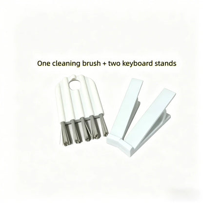2Pcs Keyboard Riser Stand & Cleaning Brush Set – Adjustable Tilt Ergonomic Keyboard Holder for Office & Home Use