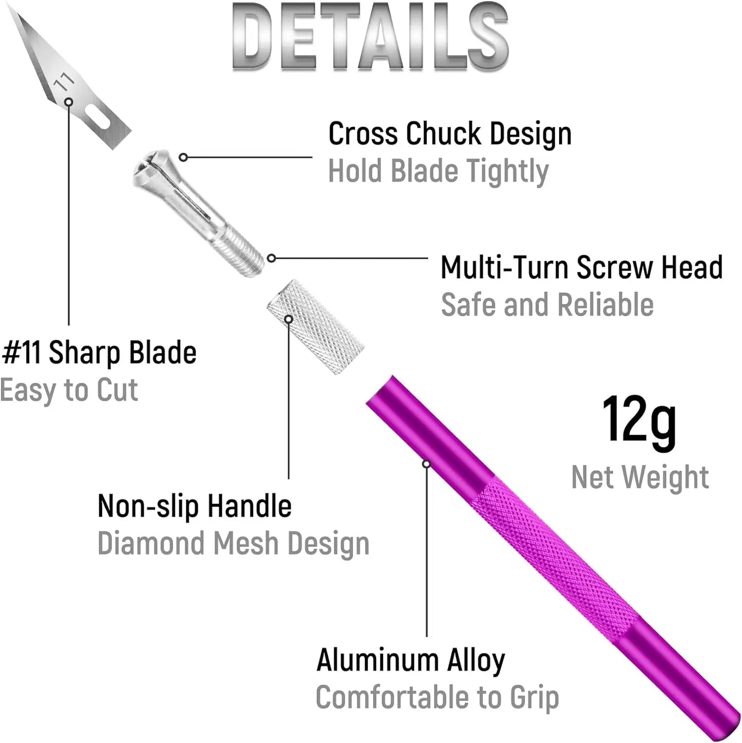 Craft Hobby Knife Set – Precision Exacto Knife with 11 Stainless Steel Blades & 15cm Ruler for Art & DIY