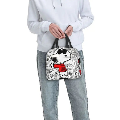 Custom Cute Snoopy Cartoon Insulated Lunch Tote Bag – Portable Thermal Cooler for Women, Work, School & Travel