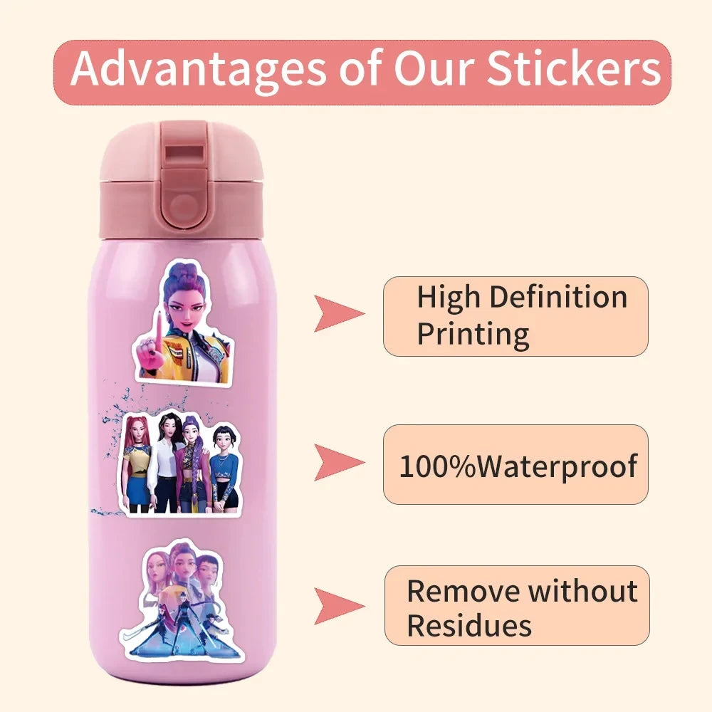55-170PCS K-Pop Demon Hunters Anime Stickers – Waterproof DIY Decoration for Boys, Girls & Fans Gift