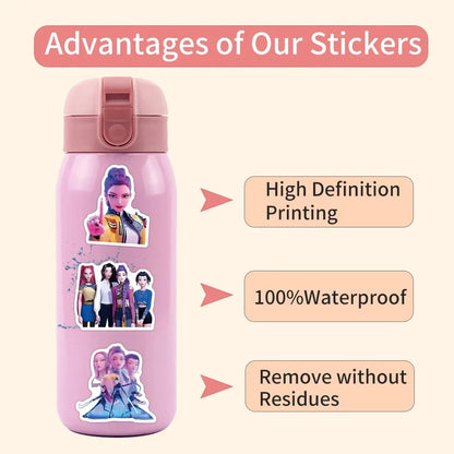55-170PCS K-Pop Demon Hunters Anime Stickers – Waterproof DIY Decoration for Boys, Girls & Fans Gift