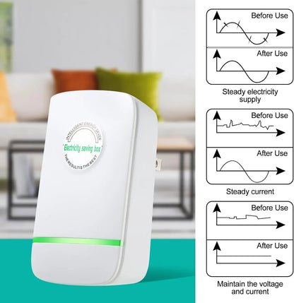 Household Power Saver Box – Voltage Stabilizer Device with EU/US Plug for Home, Office & Factory (90–250V)