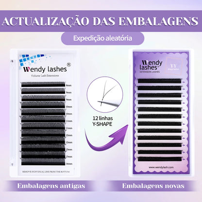 Wendy Lashes YY Shape Eyelash Extensions – Automatic Flowering W-Shape 3D-8D Premade Black Lashes
