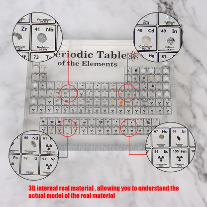 Acrylic Periodic Table for Kids: Real Element Samples Display & Letter Decoration