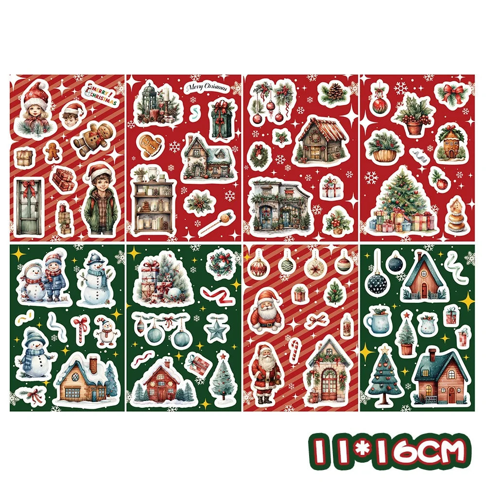 8-Piece Christmas Snowman Puzzle Stickers – Cartoon Face-Making Waterproof Craft Decals for Holiday Party