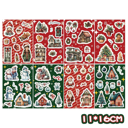 8-Piece Christmas Snowman Puzzle Stickers – Cartoon Face-Making Waterproof Craft Decals for Holiday Party