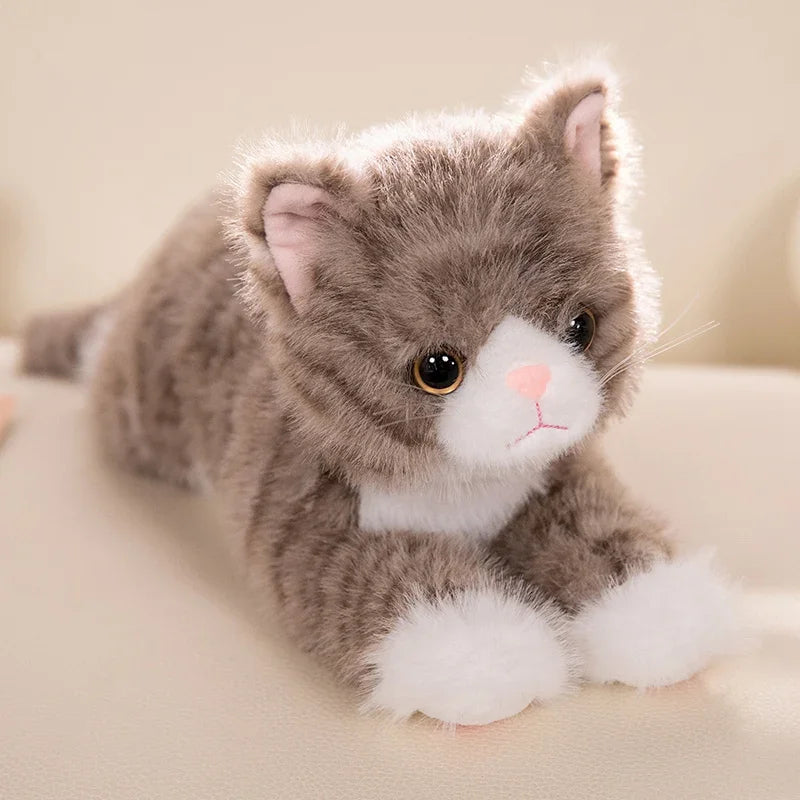 Cute Realistic Cat Plush Toy - Soft Stuffed Kitten in 5 Colors for Kids, Girls, and Valentine's Day Gifts