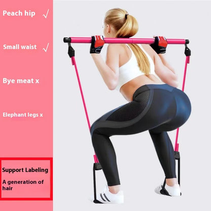 Adjustable Pilates Stick - Portable Fitness Bar with Elastic Bands for Yoga, Stretching & Home Workouts