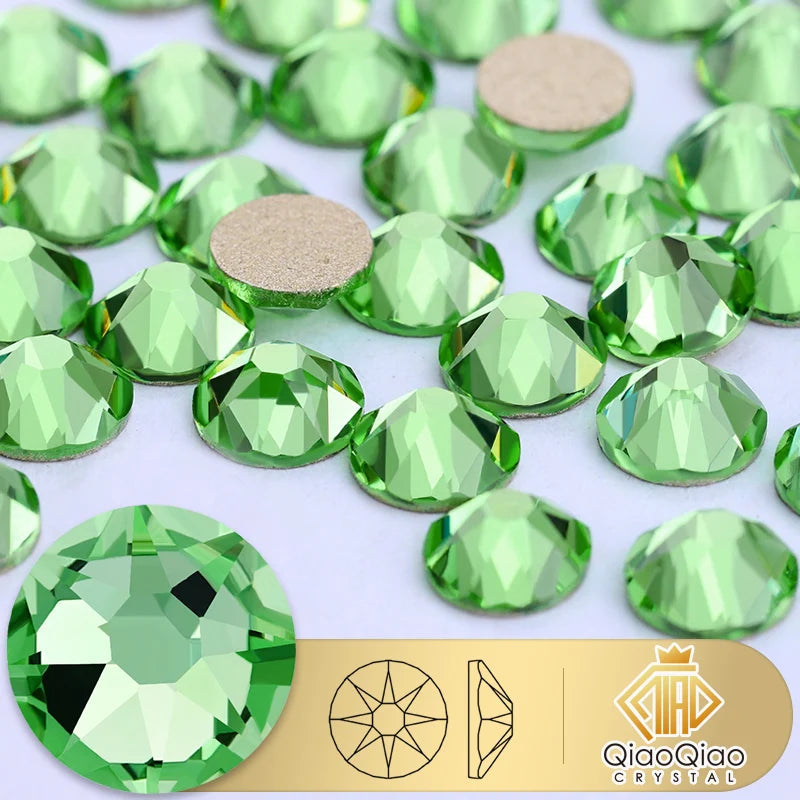 QIAO 2088 Crystal Nail Art Rhinestones — Flat Back Non-Hotfix Strass for DIY Nail Decorations (8 Big + 8 Small)