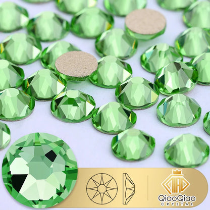 QIAO 2088 Crystal Nail Art Rhinestones — Flat Back Non-Hotfix Strass for DIY Nail Decorations (8 Big + 8 Small)