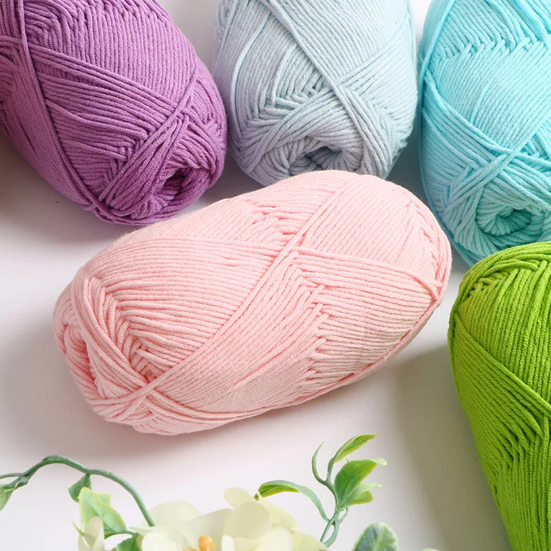 50g/Set 4ply Milk Cotton Knitting Wool Yarn - Dyed Lanas for Crochet Craft, Sweater, Hat, Dolls - Affordable and High-Quality Needlework Yarn