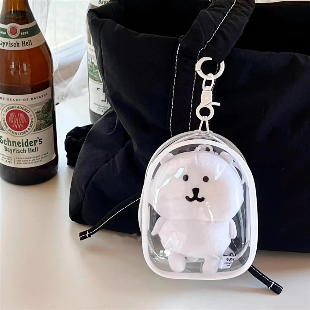 12cm Transparent PVC Doll Storage Bag – Multicolor Cartoon Keychain Display Case, Dustproof Organizer & Gift Pouch