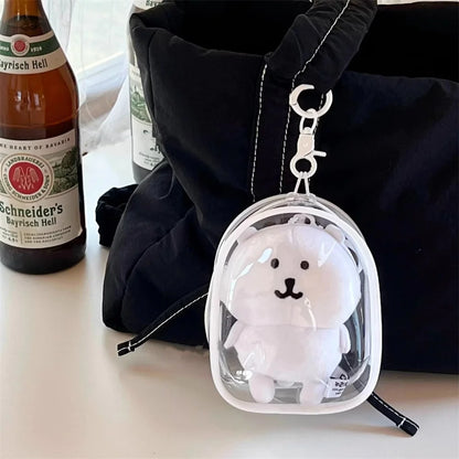 12cm Transparent PVC Doll Storage Bag – Multicolor Cartoon Keychain Display Case, Dustproof Organizer & Gift Pouch