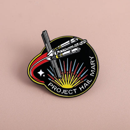 Project Hail Mary 4-Piece Enamel Pin Set - Sci-Fi Book and Movie Collectible Badges Featuring Rocky and Grace's Sculpture