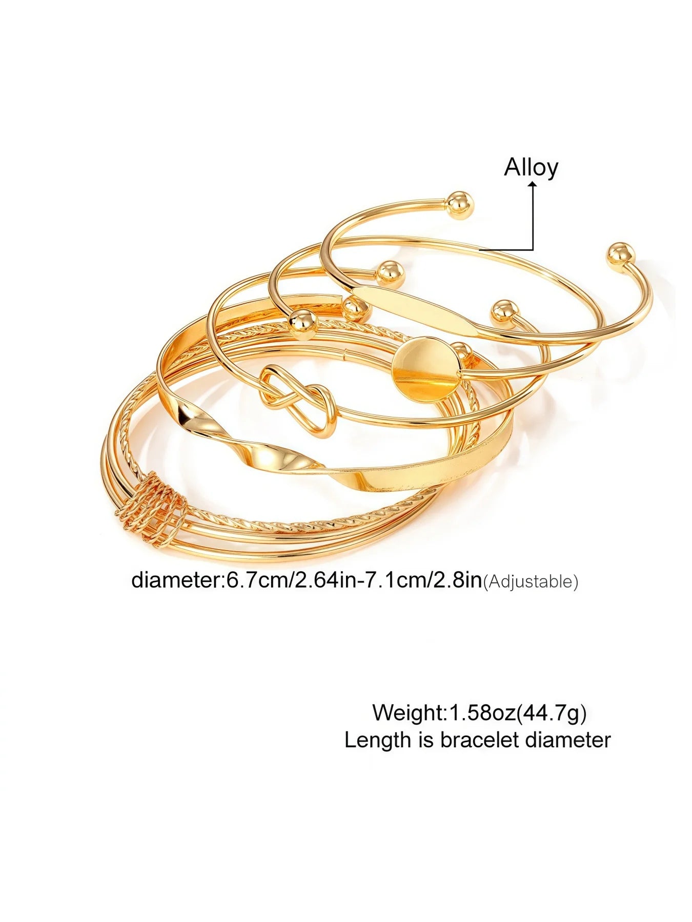 5Pcs IPARAM Punk Multilayer Adjustable Twist Bracelet Set for Women – Elegant Sparkling Bangles & Couple Gift Jewelry