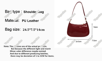 Retro Solid Color PU Leather Shoulder Bag – Fashion Women's Handbag, Casual Designer Hobo Underarm Bag