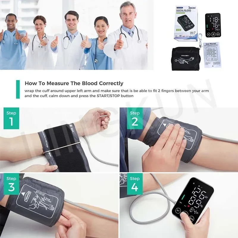 Spanish Voice Blood Pressure Monitor – Digital Arm Sphygmomanometer with LED Big Screen Tonometer