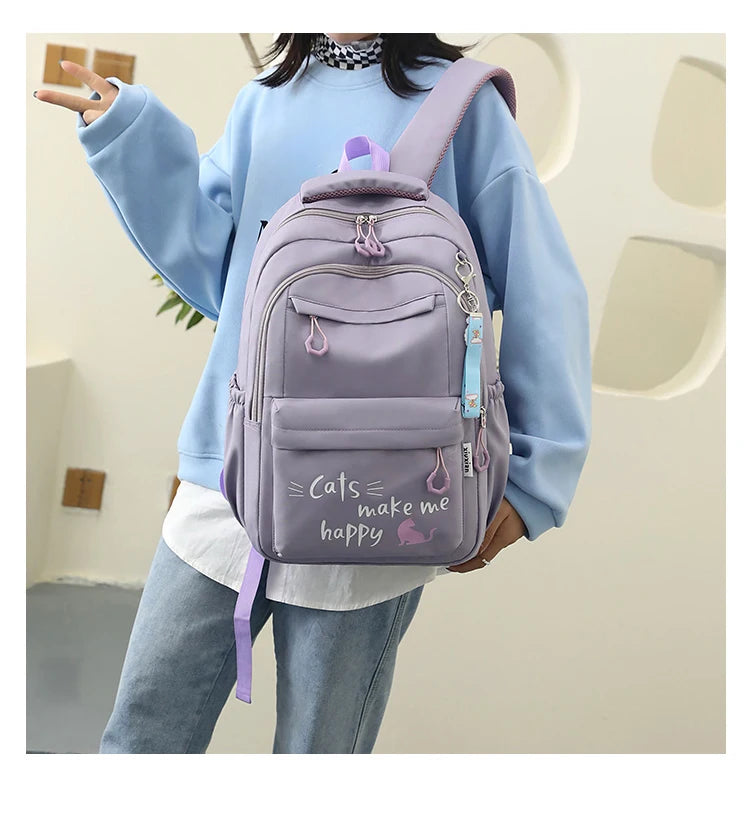 Teen Girls School Backpack | Pink Waterproof Bag for Primary & Middle School Students