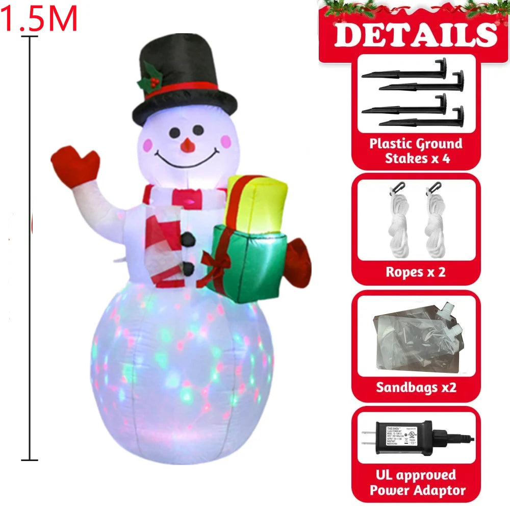 Inflatable Christmas Decorations – Tree, Snowman, Santa, Bear & Gingerbread Man with Built-in LED for Outdoor Garden & Party Decor