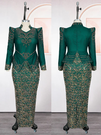 Luxury African Dresses for Women - Elegant Long Sleeve Ankara Dashiki Maxi Gown for Wedding, Party & Evening Wear