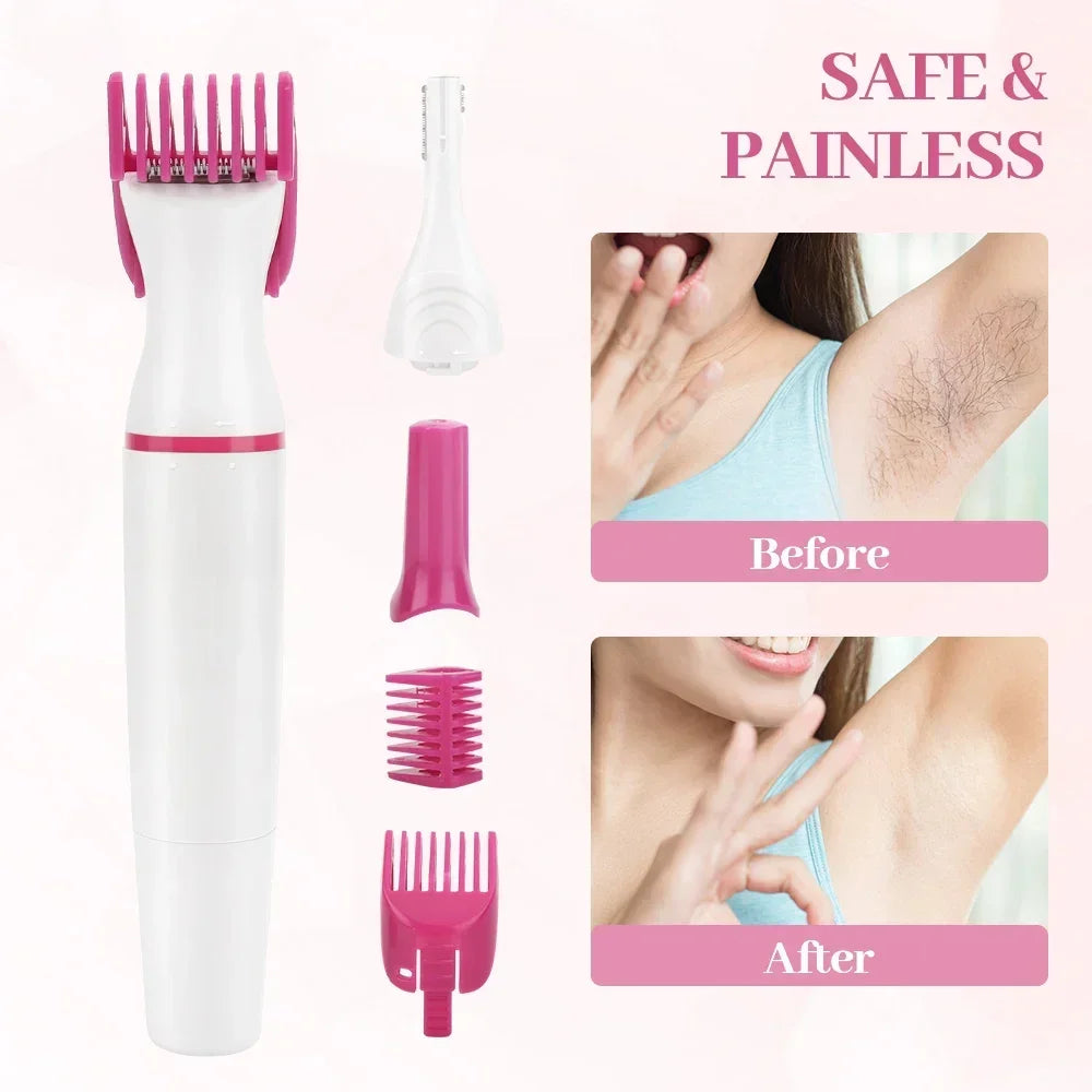 5-in-1 Women’s Painless Electric Hair Remover & Epilator — Portable Razor Trimmer for Legs, Bikini & Body Care
