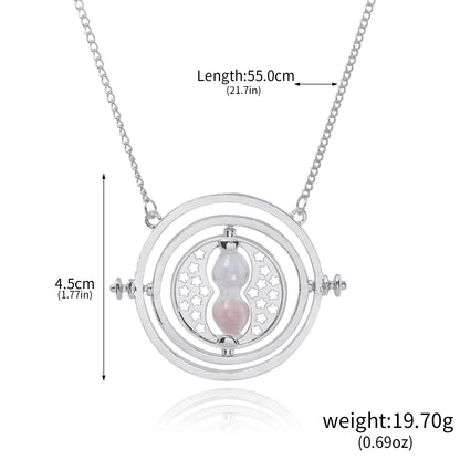 Classic Harry Potter Time-Turner Necklace - 360° Rotatable Hourglass Cosplay Pendant & Wizard Fan Gift
