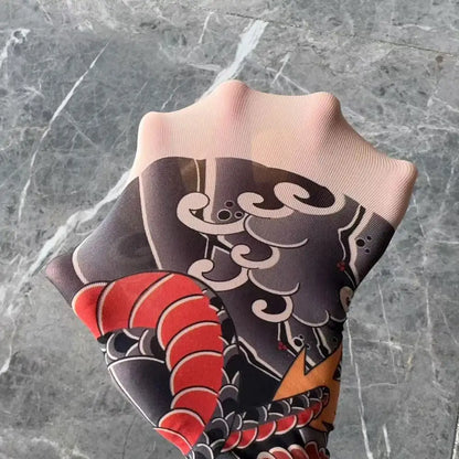 Full Leg Tattoo Socks - Sun-Proof Stretch Cycling & Fishing Stockings for Men and Women