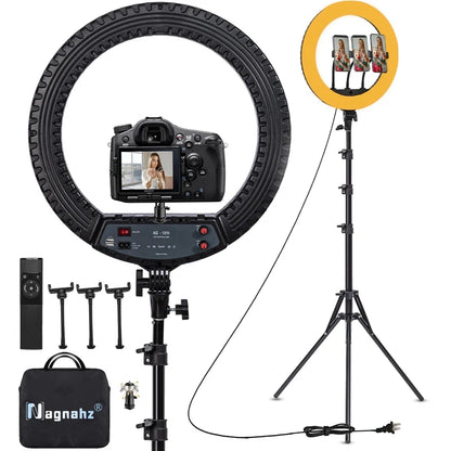 18-Inch Ring Light with Tripod Stand - 55W, 3000-5800K, CRI 90 for Vlog, Video Shooting, Makeup & Selfie