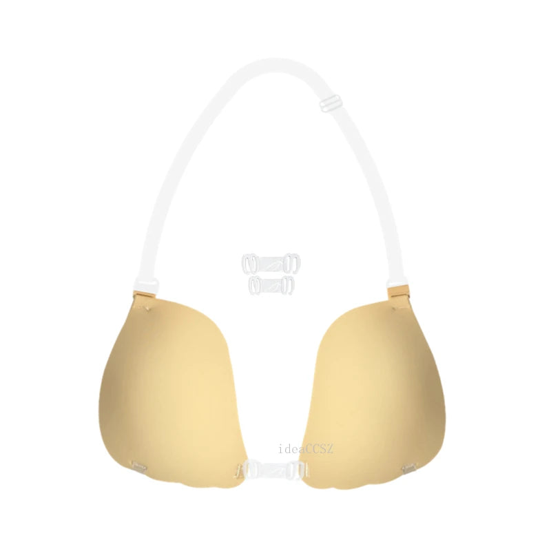 Adhesive Silicone Push-Up Bra - Invisible Backless Lingerie with Transparent Straps for Women