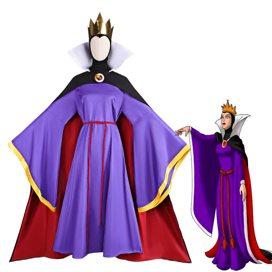 Evil Queen Halloween Costume - Snow White Gothic Cosplay Dress with Crown for Women