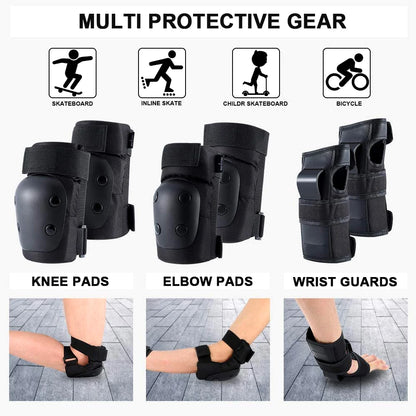 Adult/Kids 6-in-1 Protective Gear Set – Knee Pads, Elbow Pads & Wrist Guards for Skating, Skateboarding, Scooter & BMX