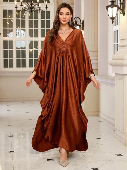 Women’s Sparkly Glitter Kaftan Dress – Batwing Sleeve Beach Maxi Cover-Up