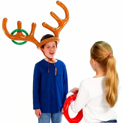 1/3/5PCS Inflatable Reindeer Antler Hat Ring Toss Game – Kids Christmas & New Year Party Decor