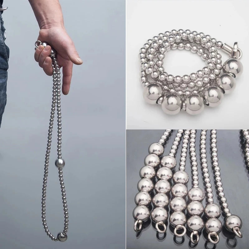 EDC Stainless Steel Ball Bracelet and Necklace - Titanium Steel Personal Safety Accessory for Everyday Carry