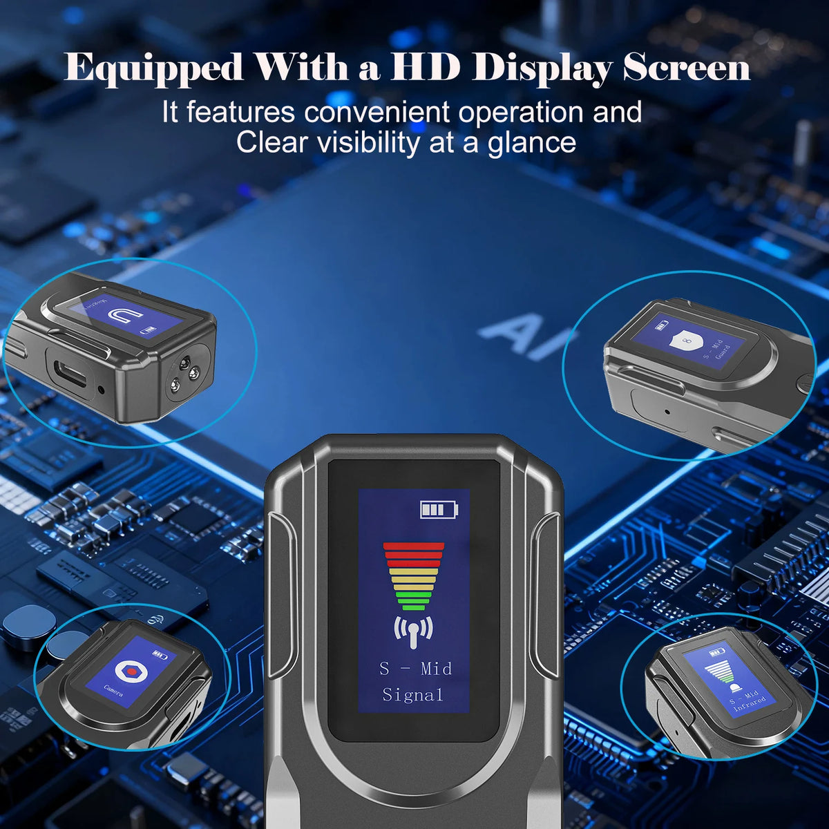 AI-Powered RF Signal Scanner - Portable Hidden Camera Detector with HD Display for Hotel & Travel Privacy Safety