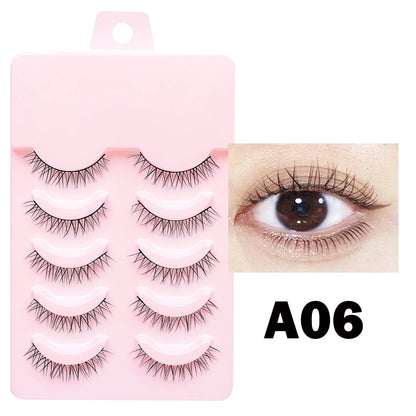 Manga Style Soft Natural False Eyelashes Wispy Thick Daily Wear Makeup Lashes