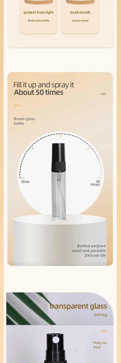 50-Pack 5ml Mini Glass Perfume Spray Bottles – Transparent High-Quality Portable Travel Sub-Bottles