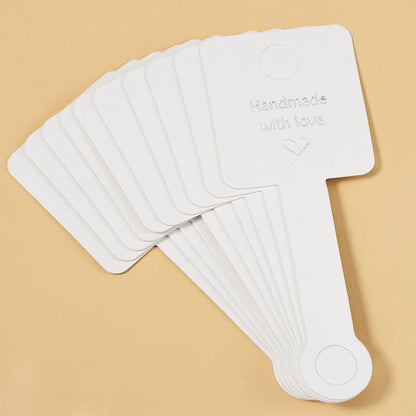 50pcs 4x10cm Self-Adhesive Kraft Paper Jewelry Cards – Bracelet & Necklace Display for Retail Packaging