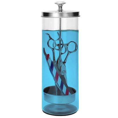 Beauty Hair Sponge Stainless Steel Glass Disinfection Jar — Filtered Sterilization Container for Salon Tools