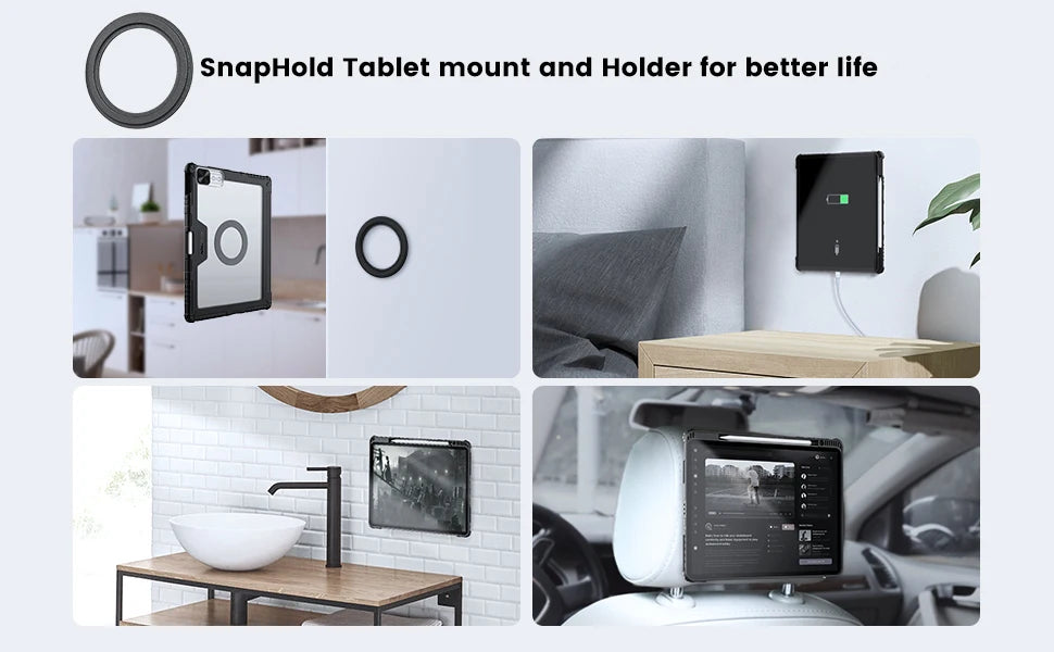 Magnetic Tablet Wall Mount – iPad Holder with SnapHold Sticker for Home, Office, Fridge & More