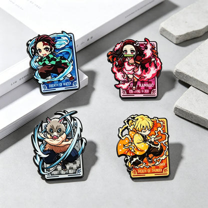4-Piece Anime Enamel Pins Set – Cute Metal Character Brooches for Backpacks, Cosplay & Collectible Gifts