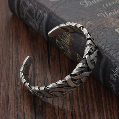 925 Sterling Silver Wide Geometric Bangle - Punk Irregular Bracelet for Men and Women - Fashion Jewelry Gift