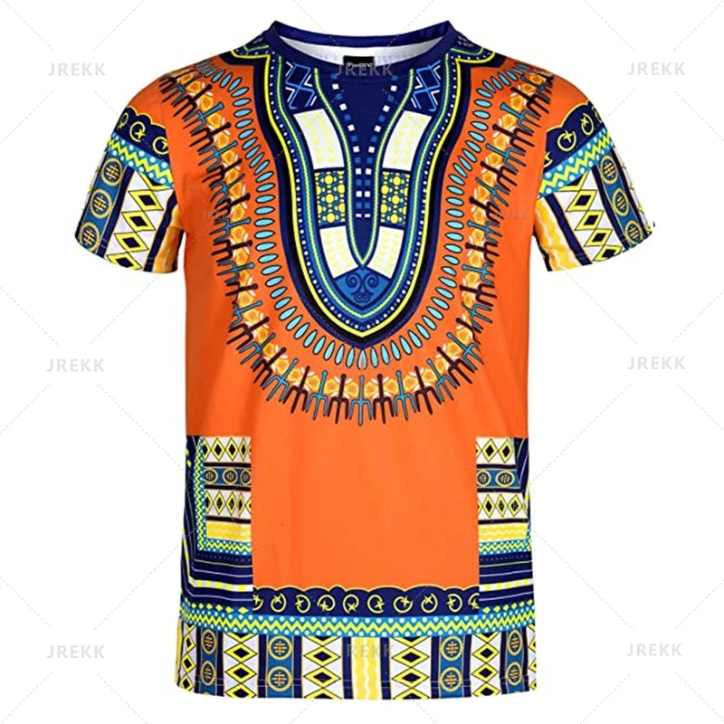 Summer African Dashiki 3D Print T-Shirt - Harajuku Ethnic Pattern Streetwear Tee for Men and Kids