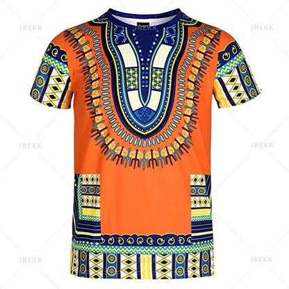 Summer African Dashiki 3D Print T-Shirt - Harajuku Ethnic Pattern Streetwear Tee for Men and Kids