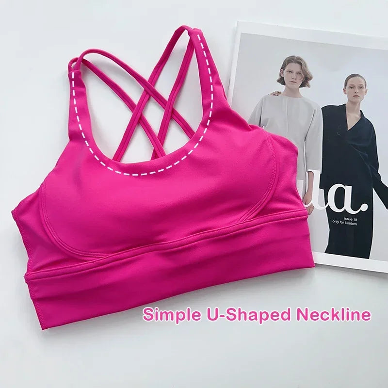 Women’s Sexy Crossback Yoga Sports Bra — Breathable, Quick-Dry, Shockproof Fitness & Running Bra